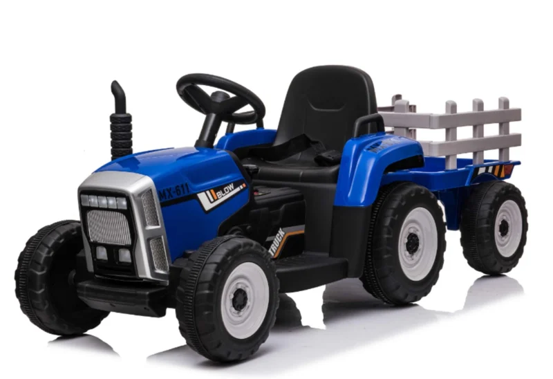 Tractor azul 12V+ remolque, niños de 1 a 5 años  INDA192-XMX611BLUE